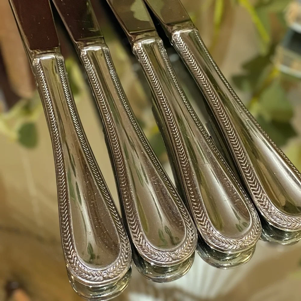 Gorham Braid Set 4 Dinner Knives Glossy 18/10 -Stainless Flatware Silverware